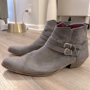Topman grey leather suede boots